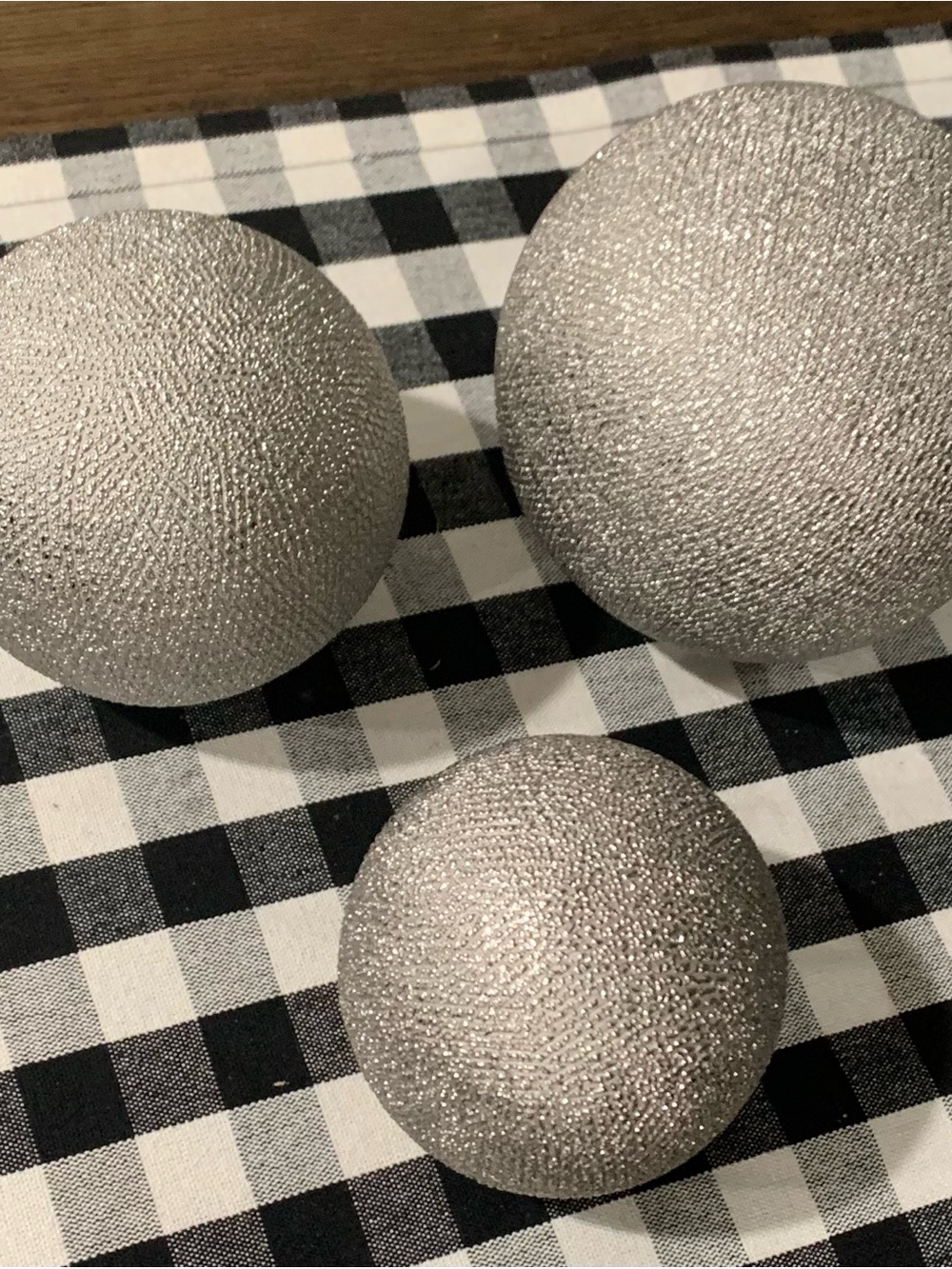Set of 3 Textured Metallic Silver Decorative Spheres